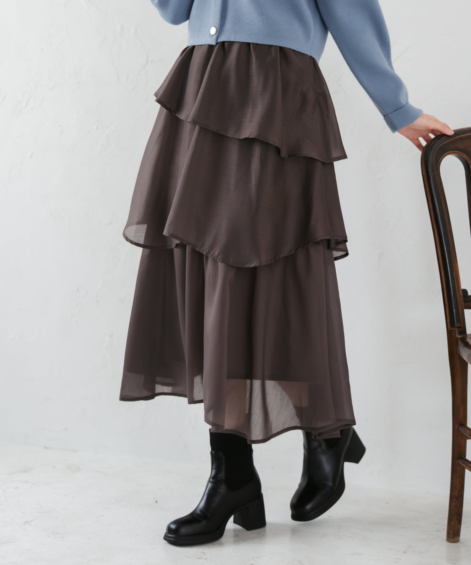 トランテアン ソン ドゥ モード 31 Sons de mode 2025秋冬新作 ティアードイレヘムスカート TT547208 （BROWN） BROWN