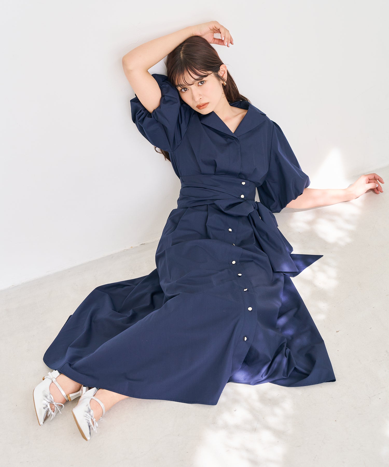 トランテアン ソン ドゥ モード 31 Sons de mode 2026春夏新作 パフスリーブシャツワンピース TT617402 （NAVY） NAVY