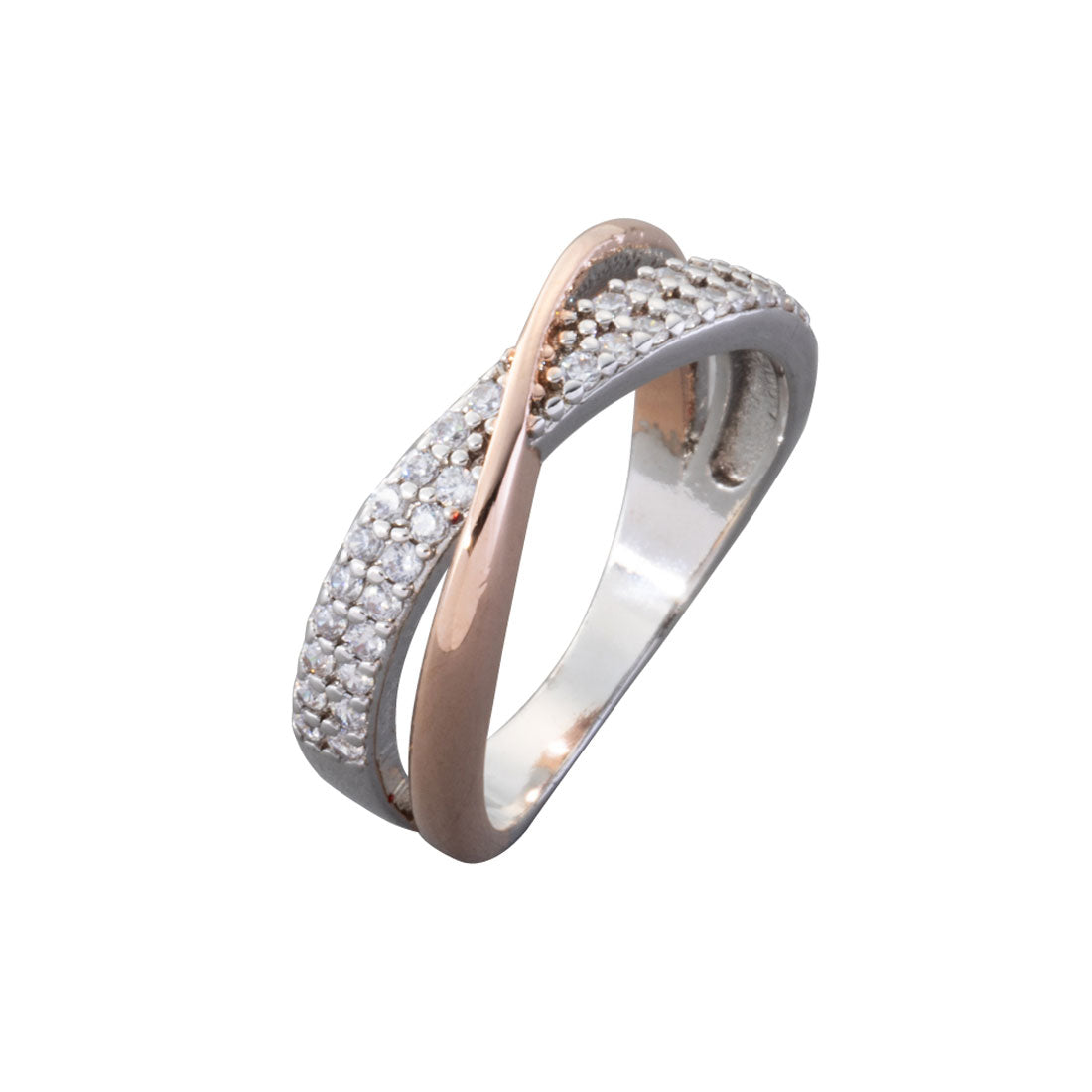 クリームドット Cream dot. 華やかなミックスカラーのクロスビジューデザインリング （ミックスピンクゴールド） ミックスピンクゴールド