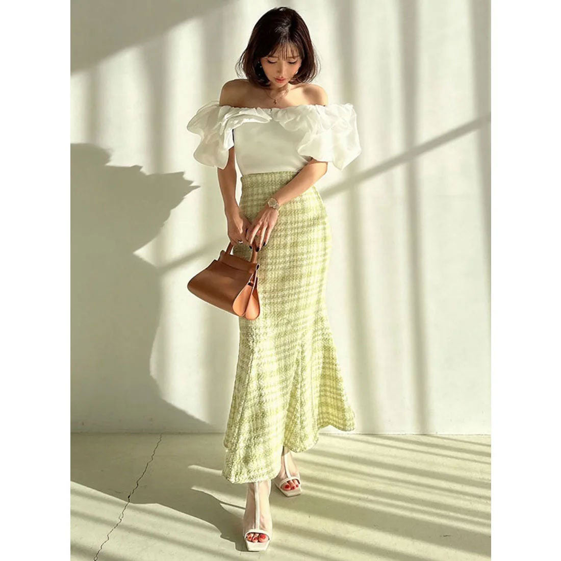 eimy istoire EIMY ISTOIRE Spring Tweed Mermaid Skirt