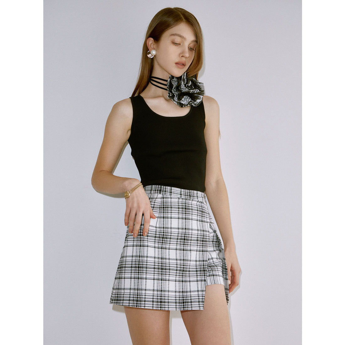 eimy istoire EIMY ISTOIRE Marin check wrap skirt shorts