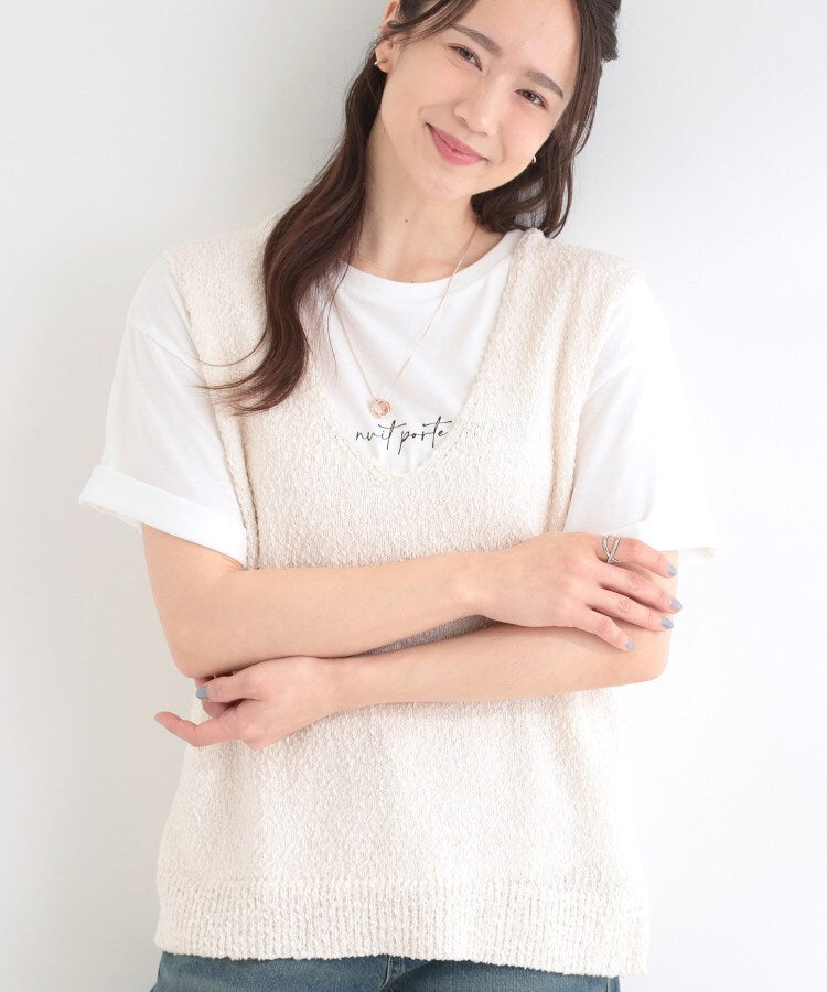 シューラルー SHOO･LA･RUE 【2点セット】ニットベスト＆ロゴTシャツSET （オフホワイト(003)） オフホワイト(003)